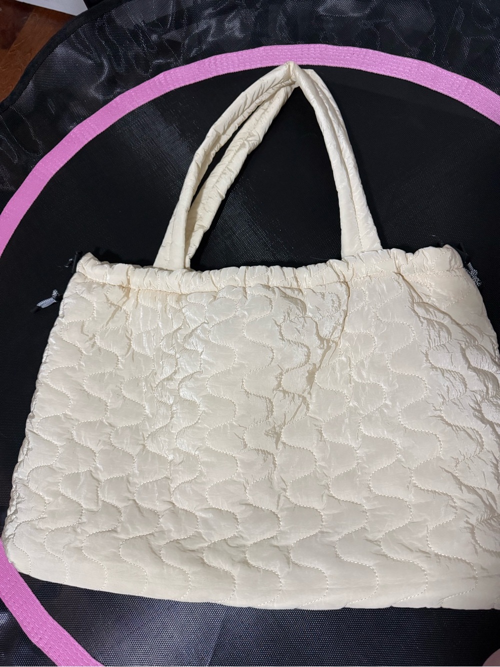 Free People Cream Quilted Tote